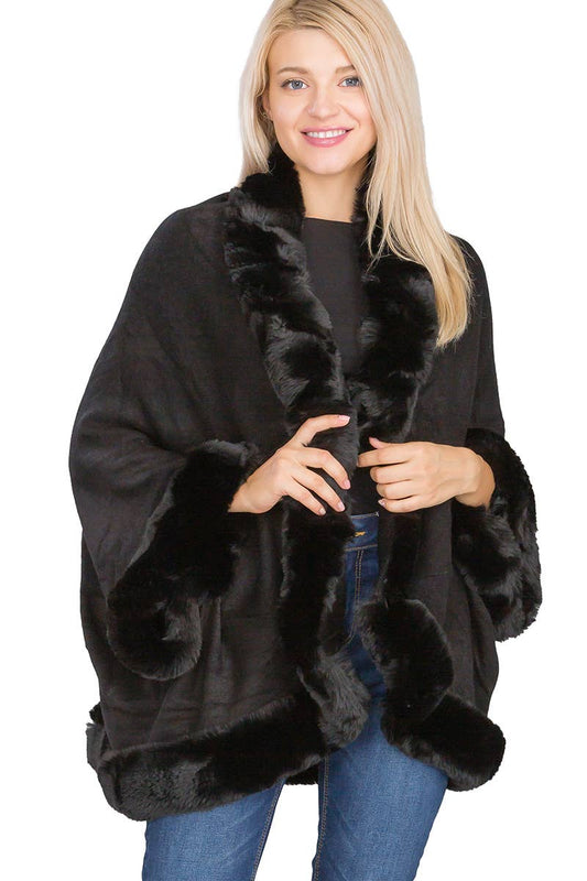 Faux Fur Single Layer Poncho
