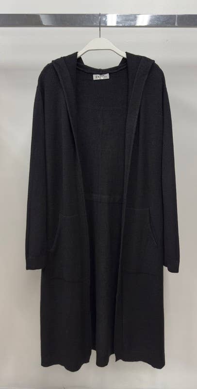 Long Hoodie Cardigan - Black