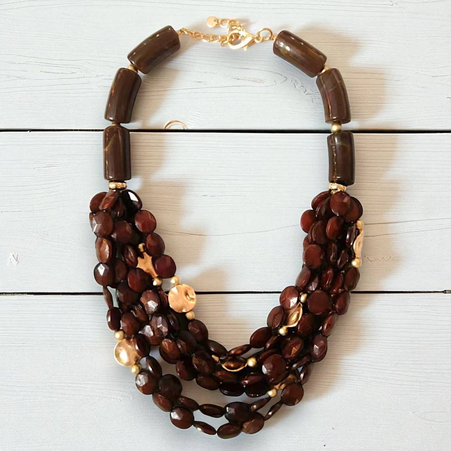 Chocolate Stone Bead Necklace