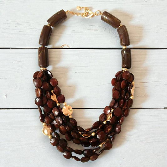 Chocolate Stone Bead Necklace