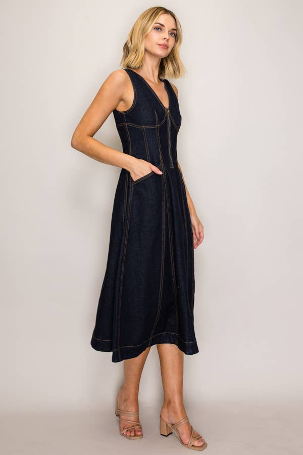Dark Denim Midi Dress