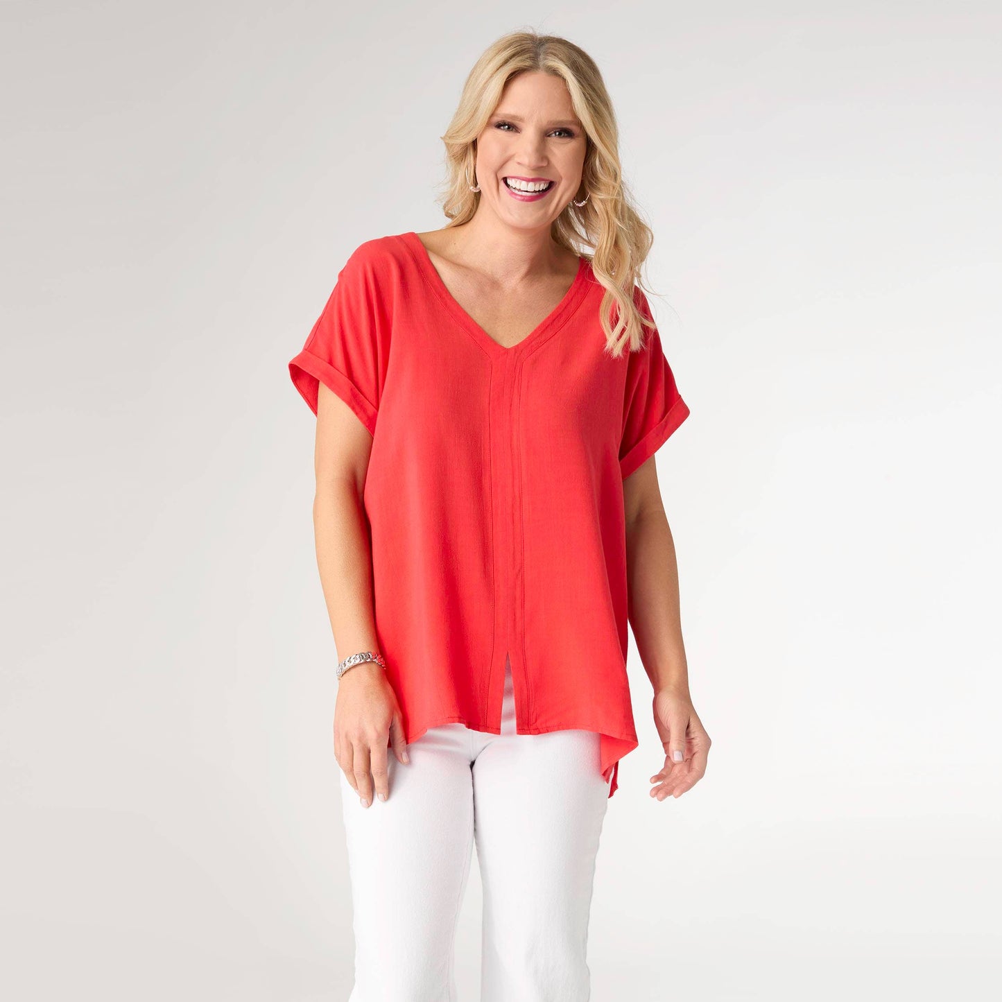 LAST CALL SIZE L/XL | V-Neck Top - Tomato Red