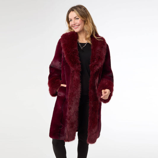 Evelyn Faux Fur Shawl Collar Coat
