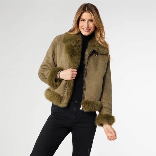 Dion Faux Fur Moto Jacket