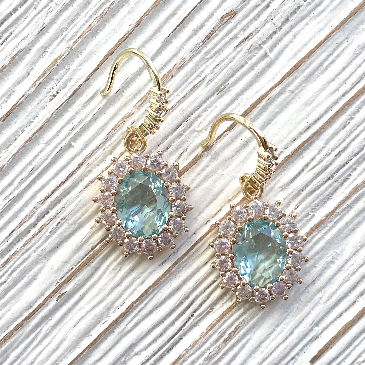 Vintage Aqua Crystal Earrings