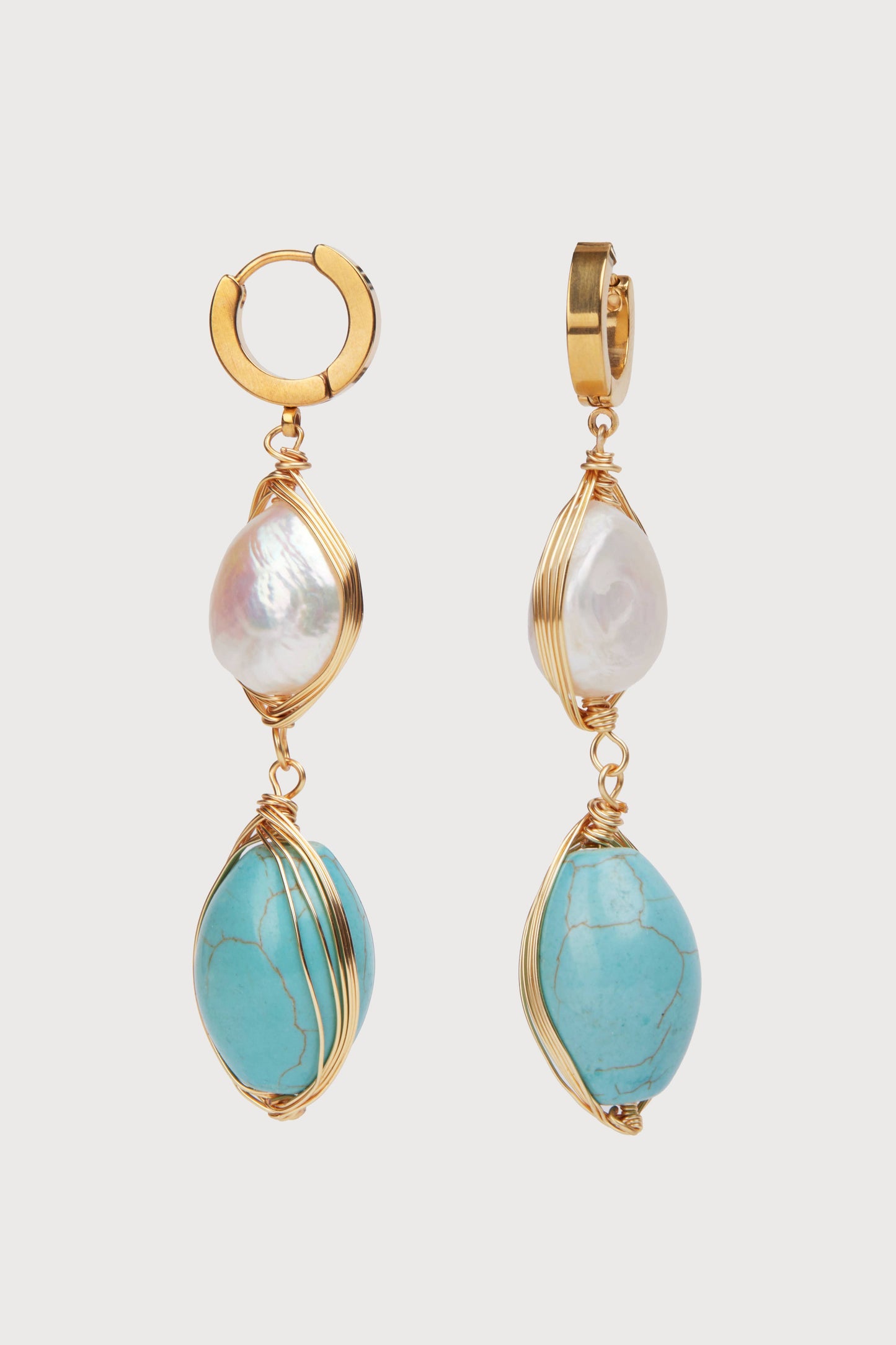 Turquoise & Pearl Earrings
