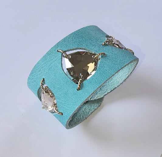 Aruba Leather & Crystal Cuff