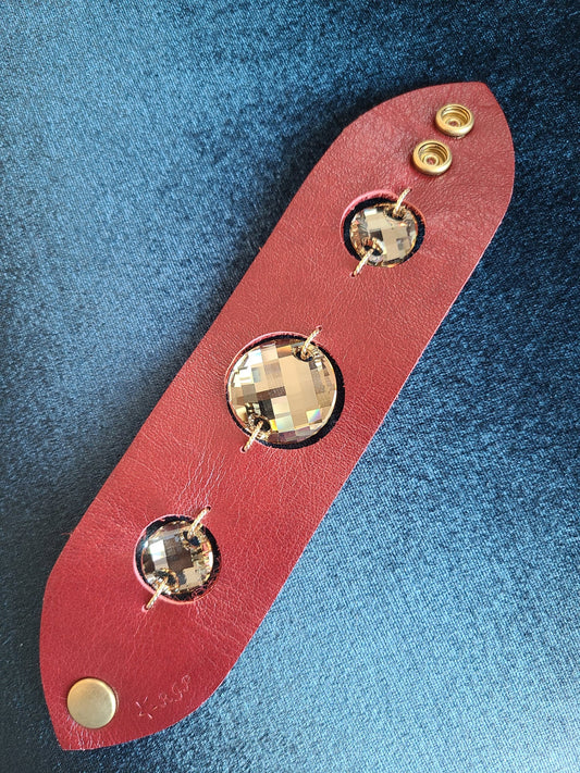 Lobster Crystal & Leather Cuff