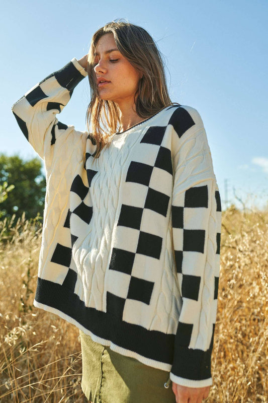 Crewneck Checker Sweater