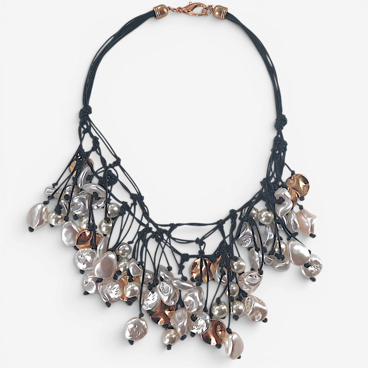 Leather Knot Pearl Necklace