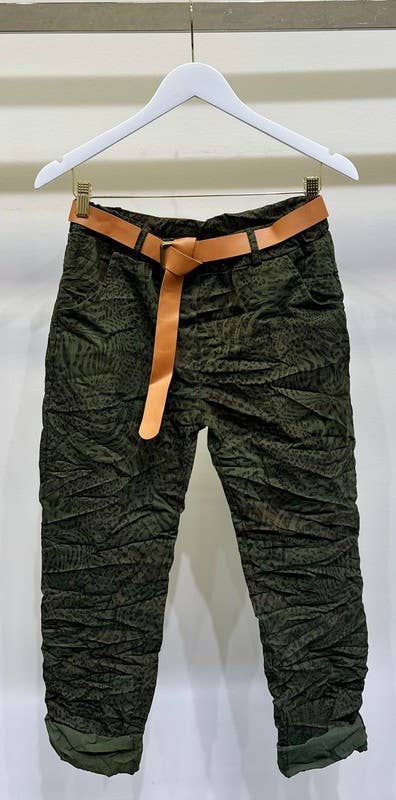 Cheetah Crinkle Joggers - Green