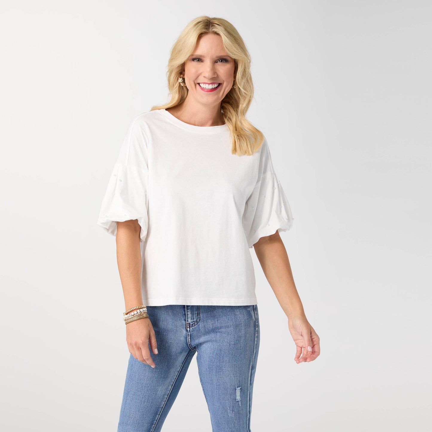Pearl Puff Sleeve Tee