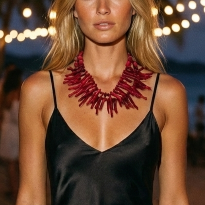 Red Coral Collar Necklace