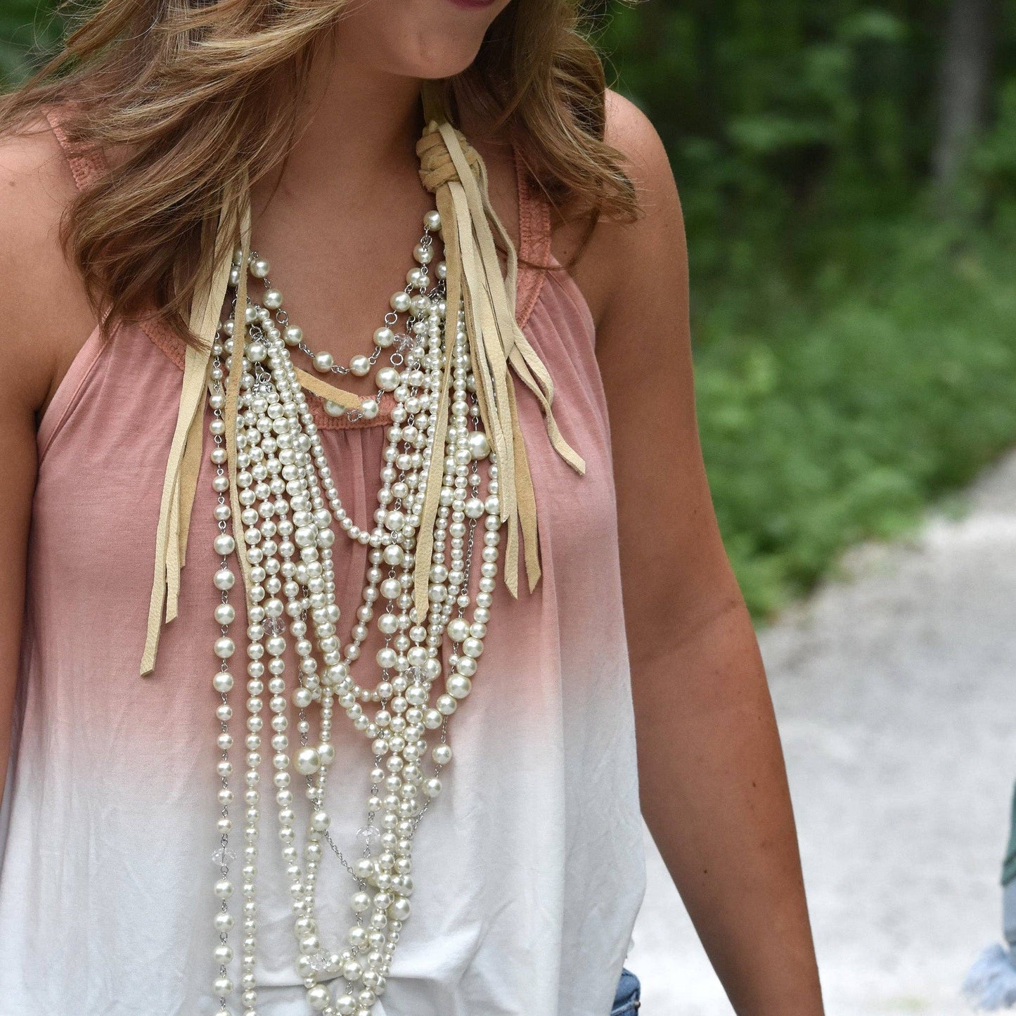 ABA Leather & Massive Pearl Necklace