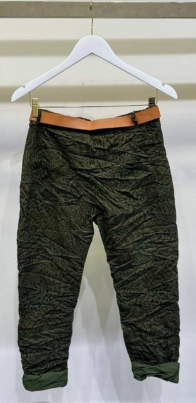 Cheetah Crinkle Joggers - Green