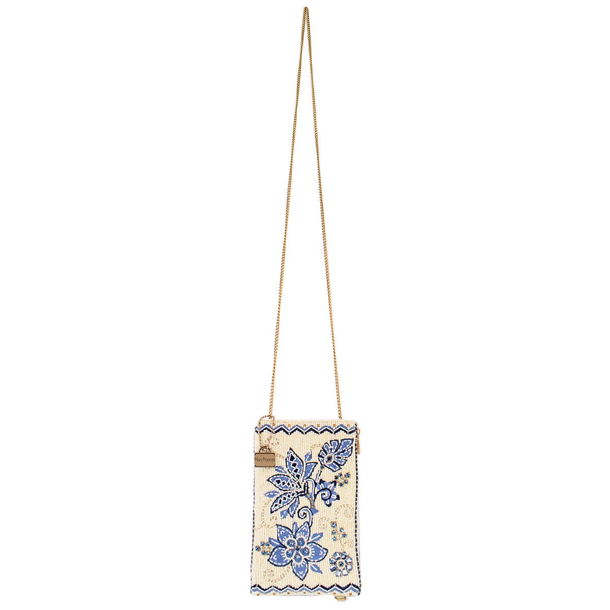 MF Denim Flowers Beaded Crossbody Bag