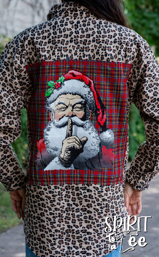 Handsome Santa on Cheetah Flannel