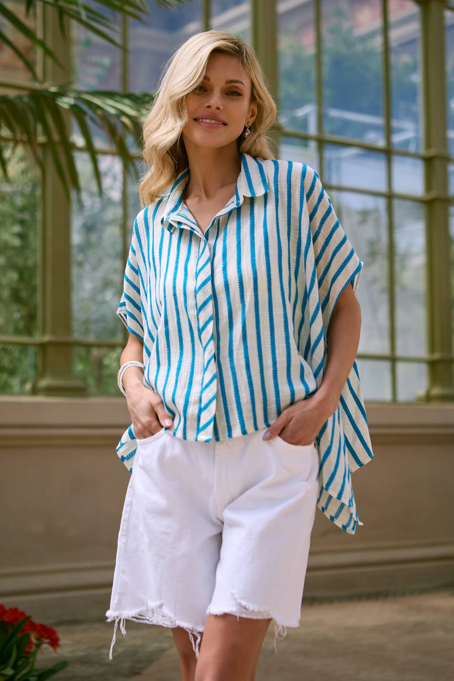 Breezy Striped Button Up