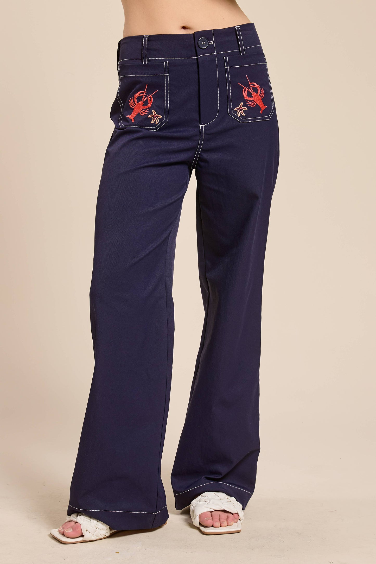 Lobster Embroidery Trousers