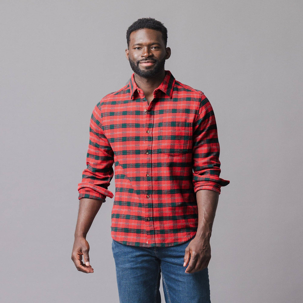 MEN'S Organic Cotton Flannel Shirt - London Plaid