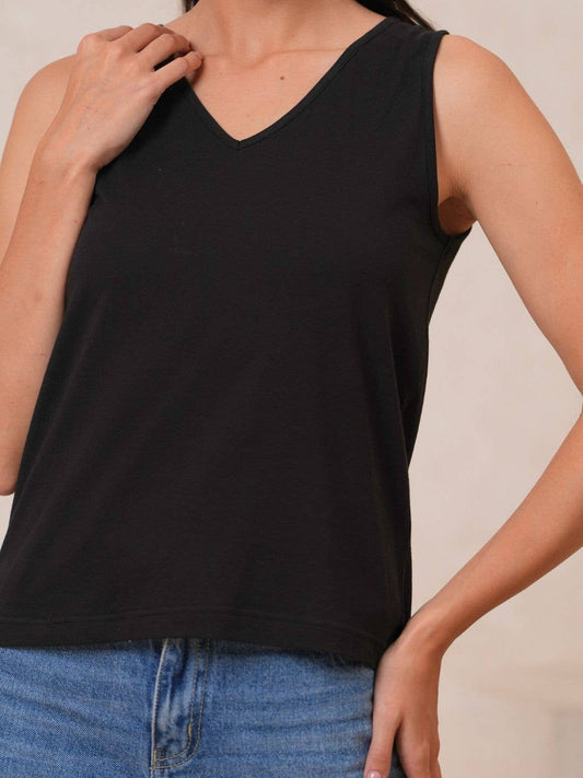 Classic V-Neck Tank Top - Black
