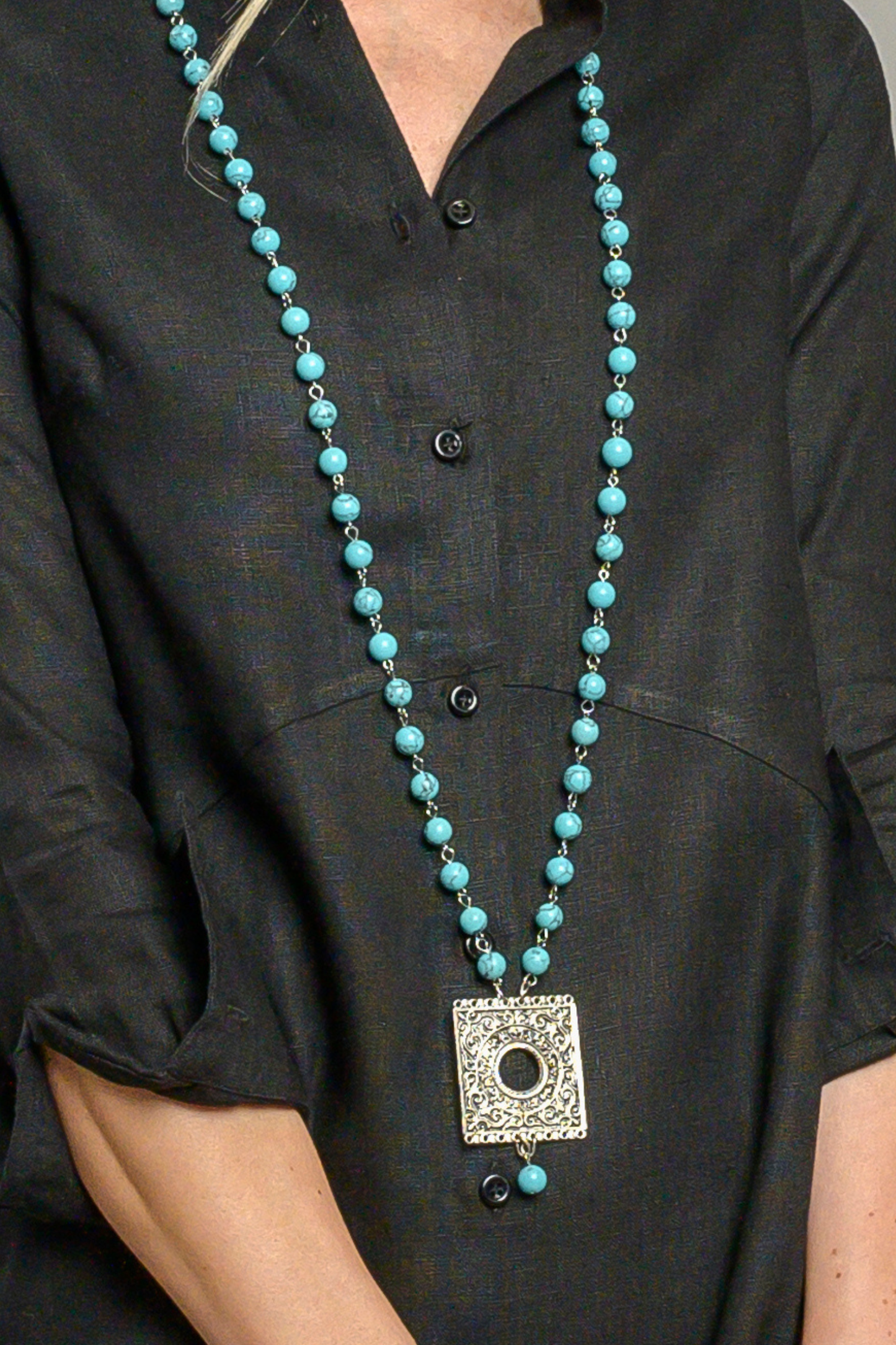 Boho Square Pendant Necklace
