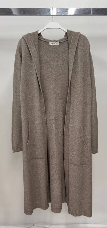 Long Hoodie Cardigan - Mocha