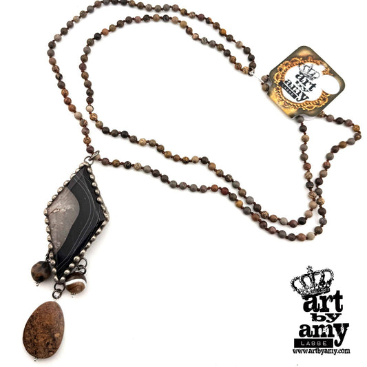 ABA Black Diamond Geode & Jasper Necklace