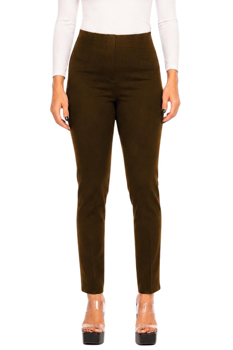 Pull On Tapered Ankle Pant - Chocolate Ponte