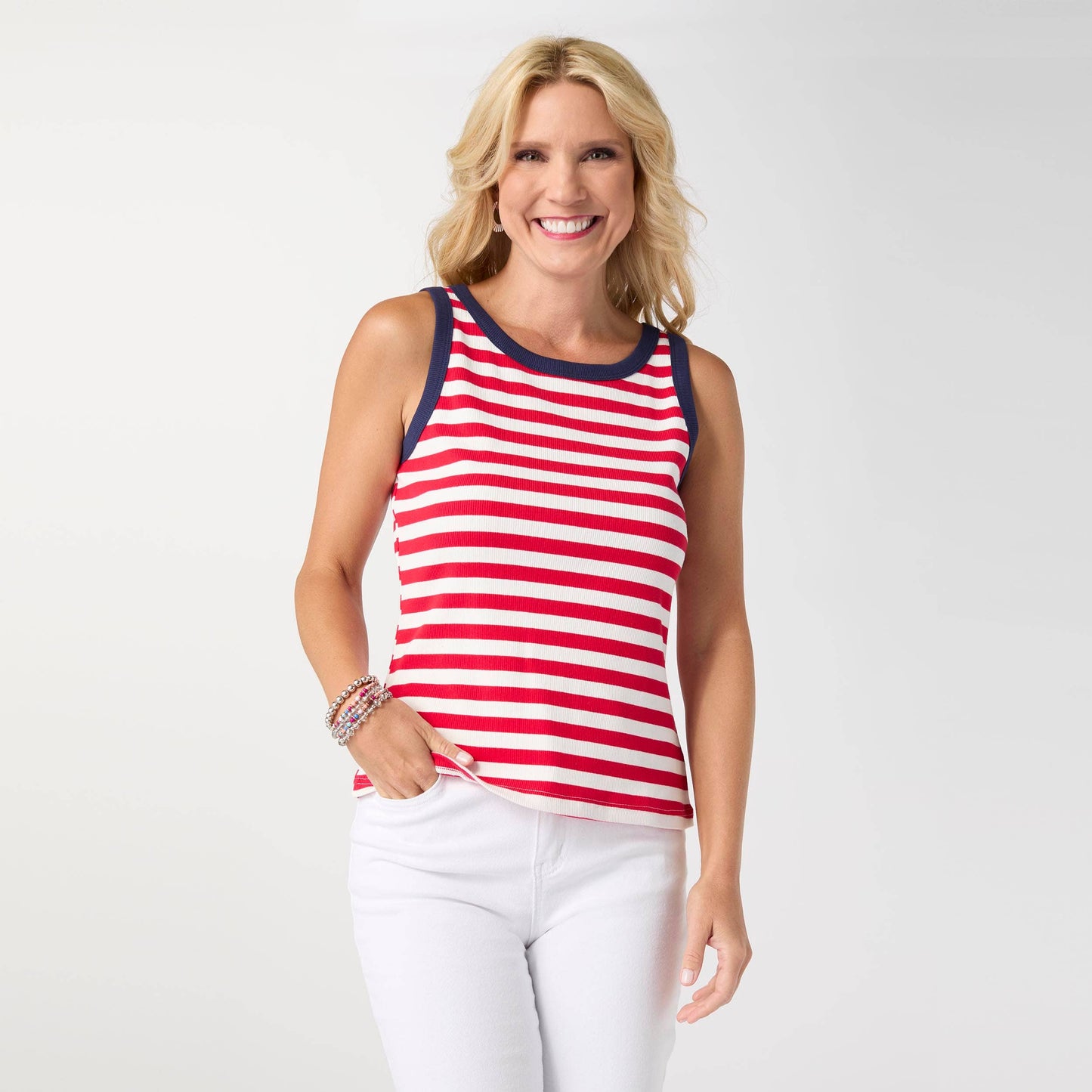 LAST CALL SIZE S/M | Striped Rib Tank - Red