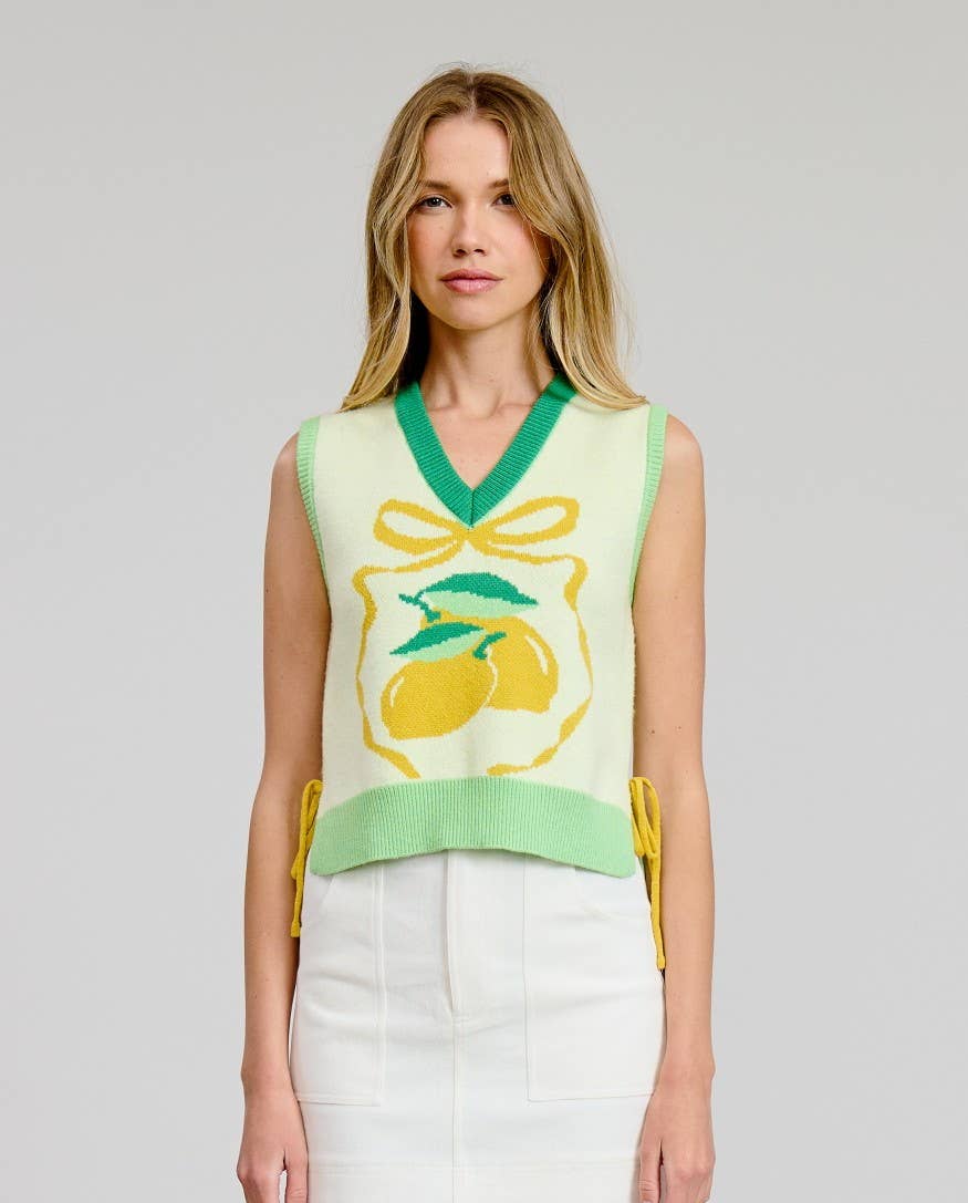 Lemon Sweater with Tie Detail