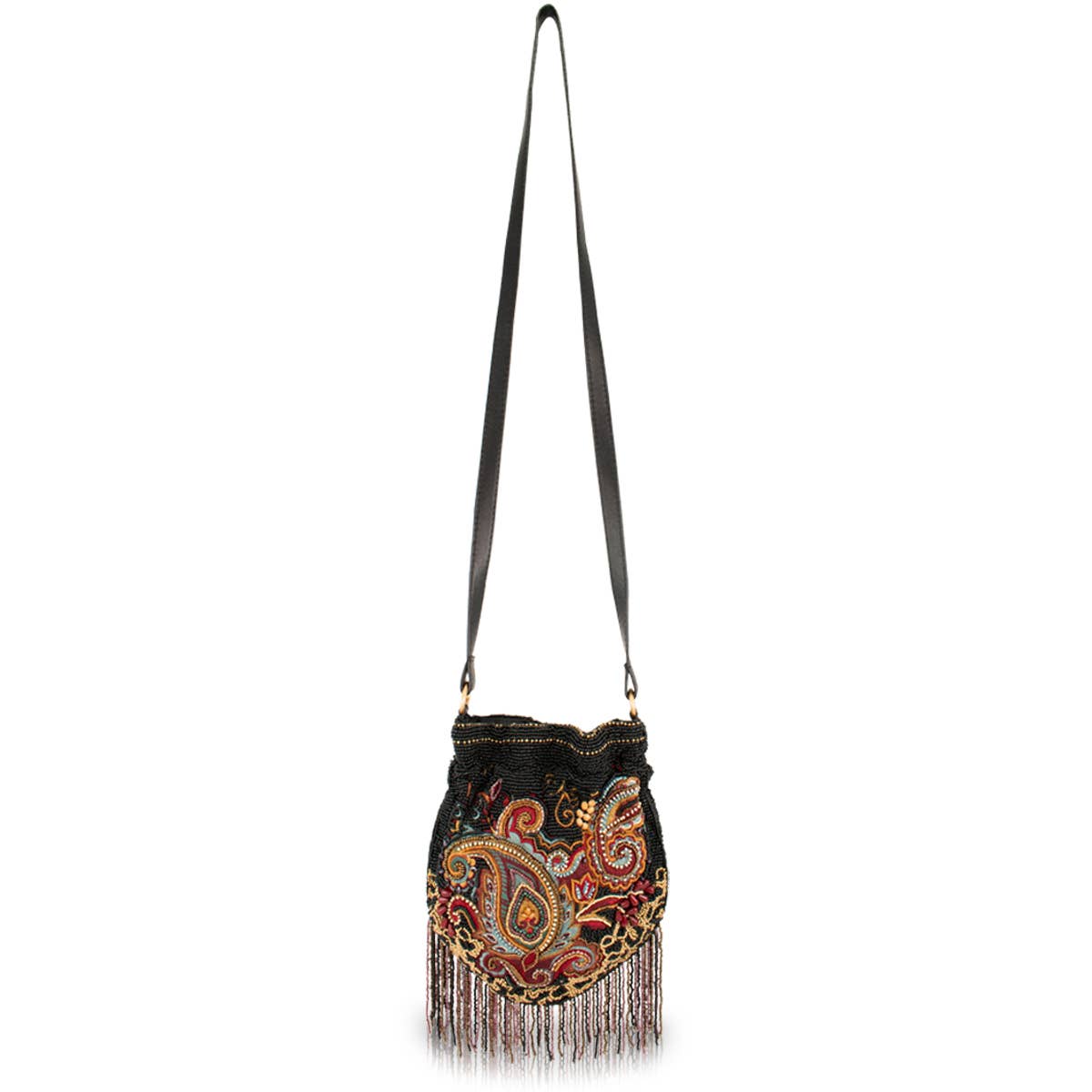 MF Boho Paisley Fringe Bucket Bag