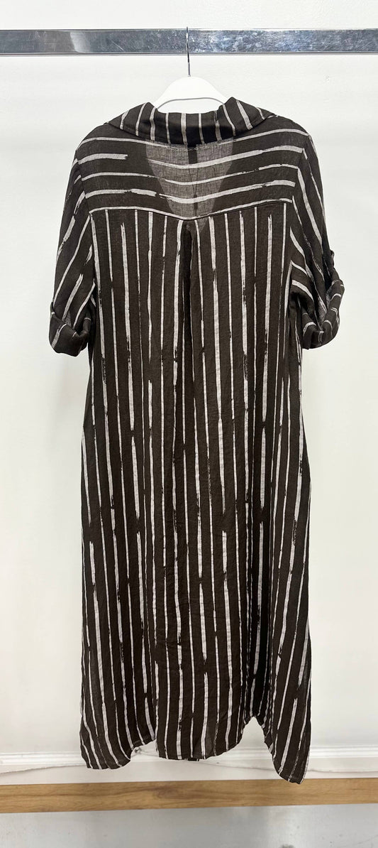 Brush Stripe Linen Maxi Dress