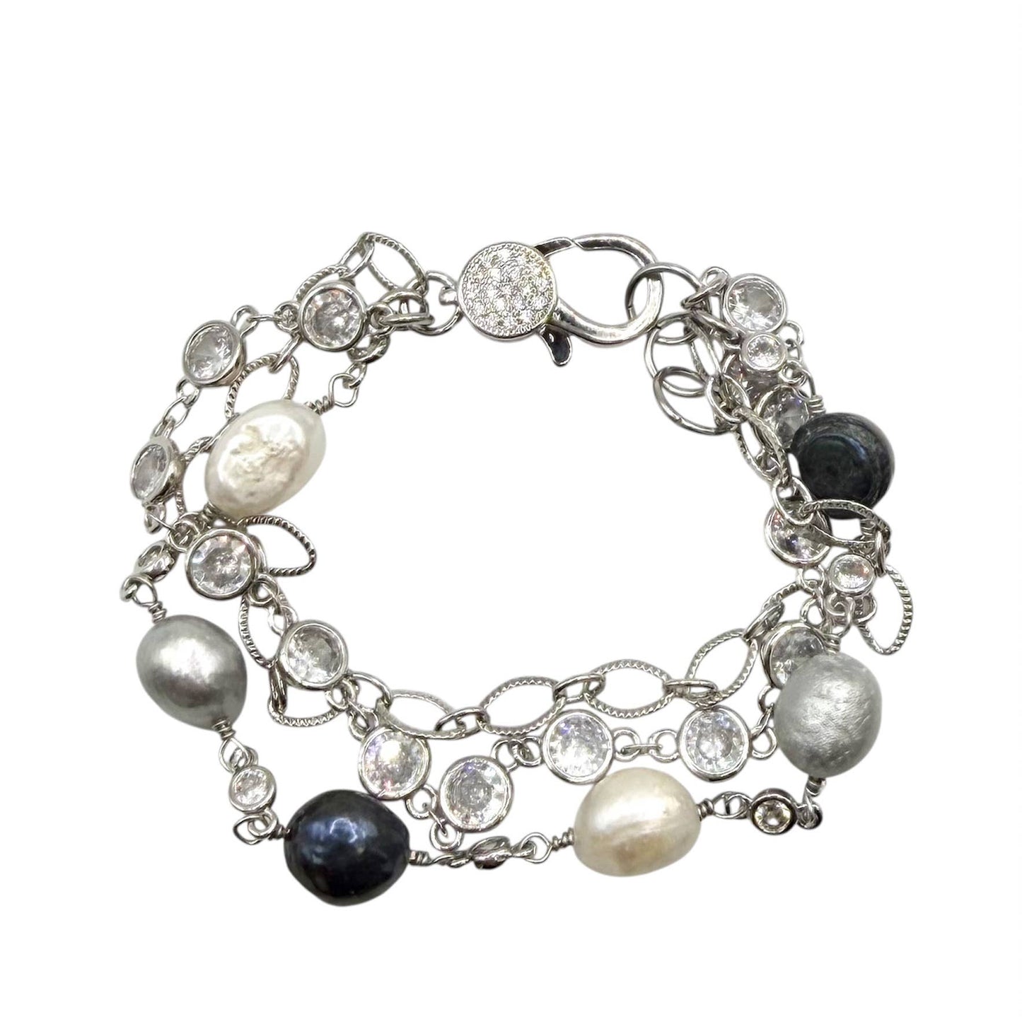 Freshwater Pearl & Crystal Bracelet 