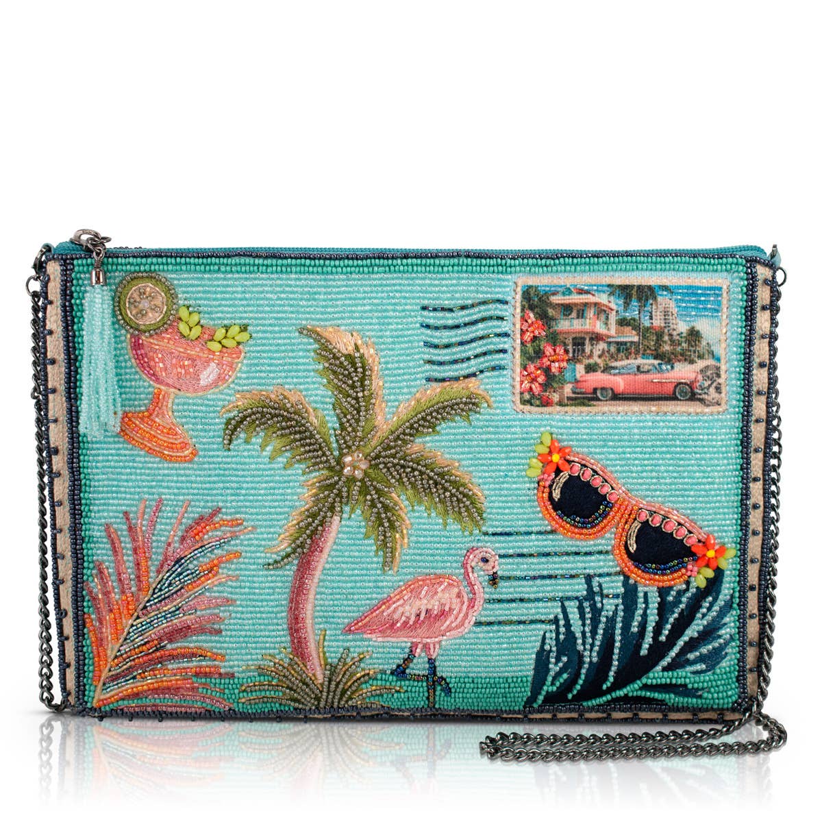 MF Tropical Postcard Beaded Handbag