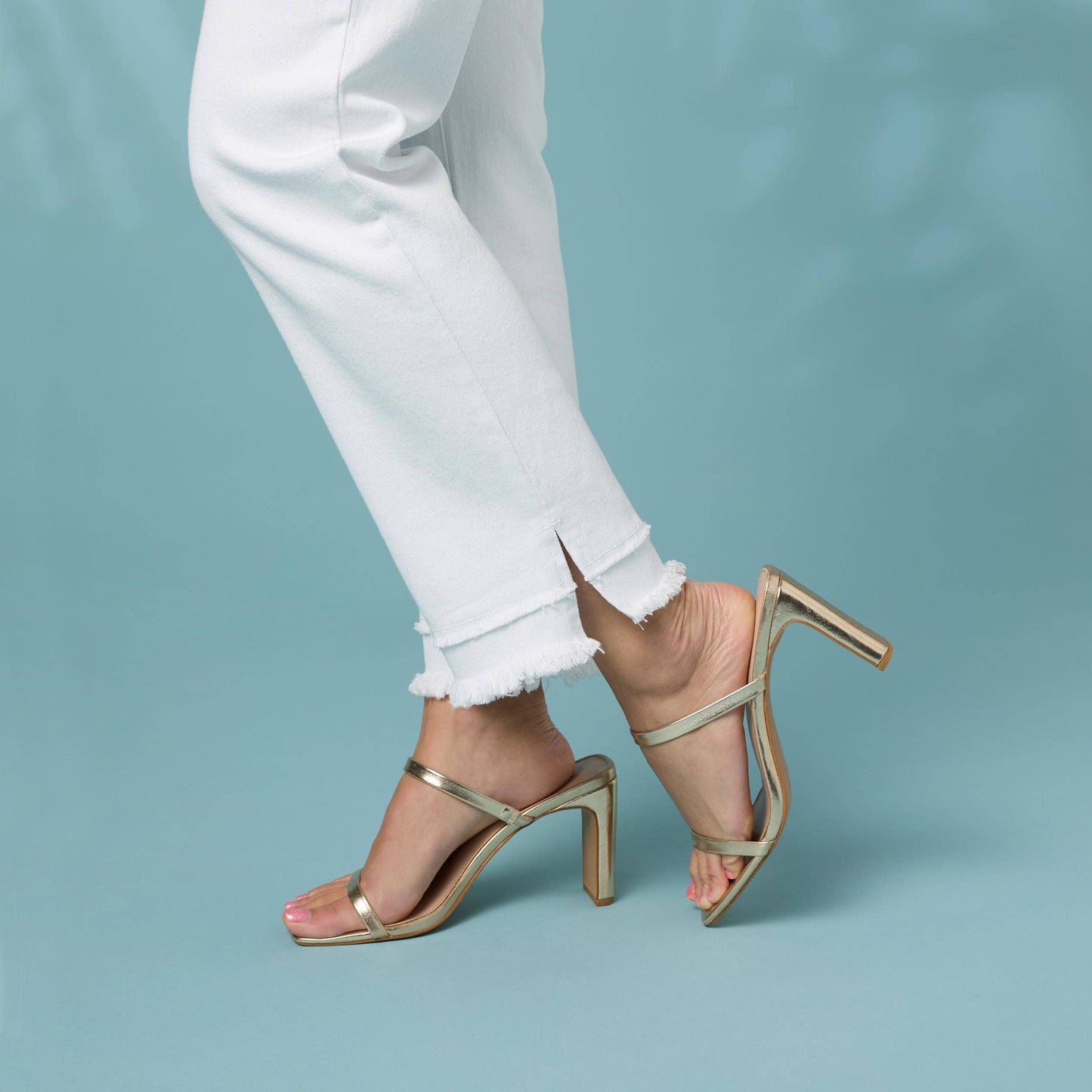 Straight Double Fringe Ankle Denim