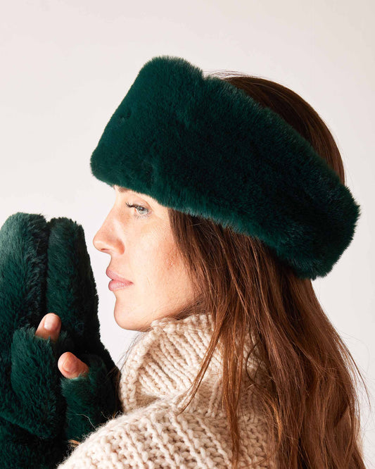 Cozy Cabin Faux Fur Headband - Pine