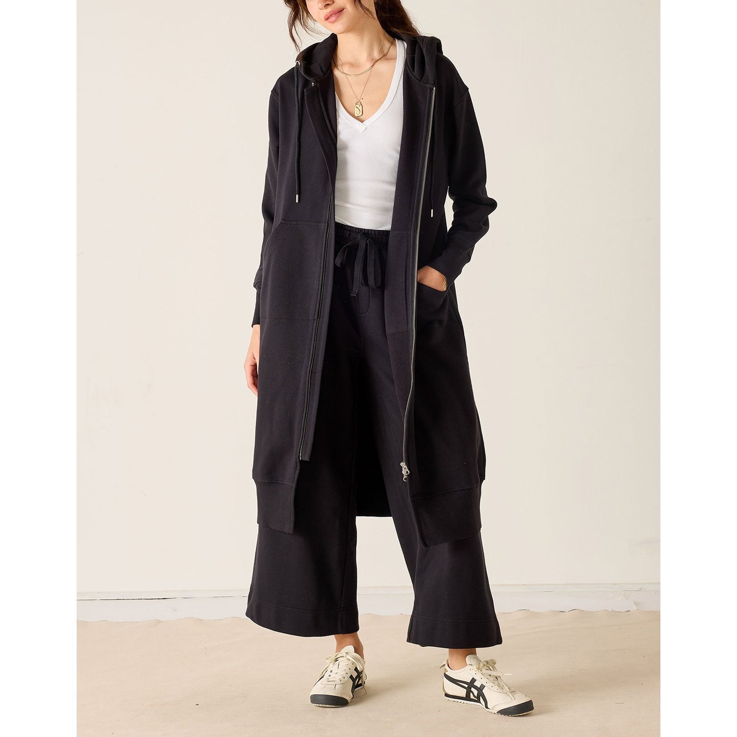 LAST CALL SIZE S/M | Frenchie Full Zip Maxi Hoodie - Black