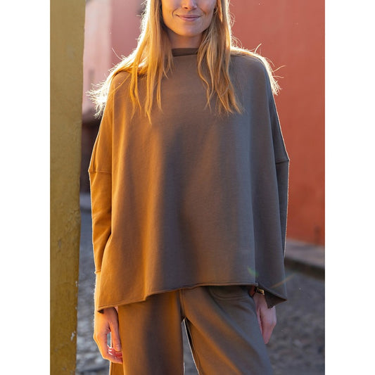 Frenchie Mock Neck Sweatshirt - Mocha