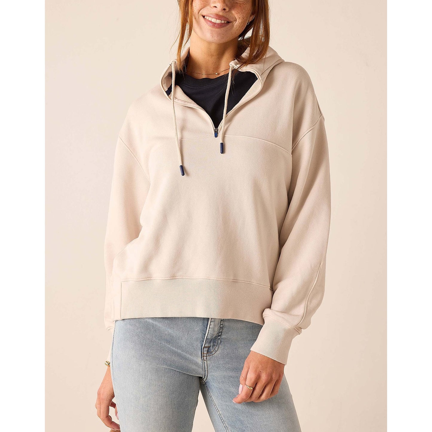Frenchie Quarter Zip Sweatshirt - Bone